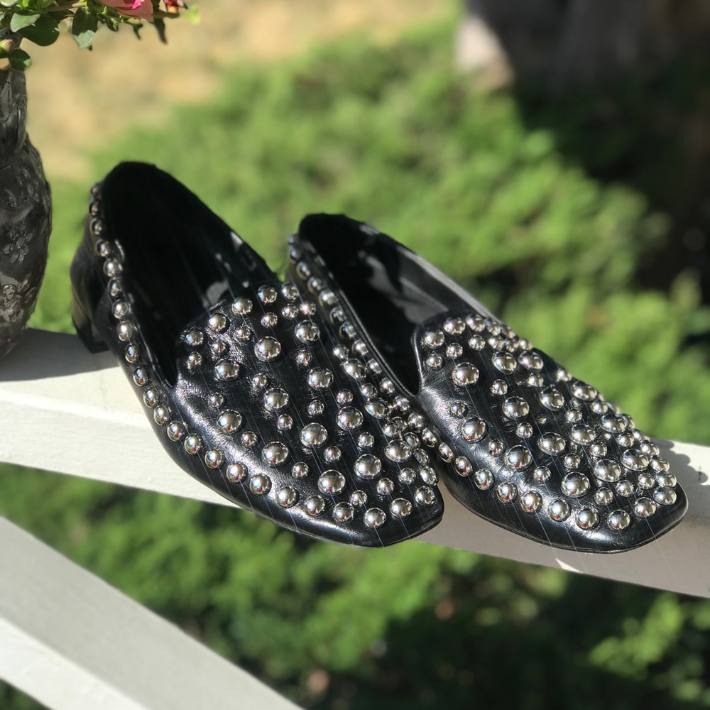 Zara Genuine Patent Leather Studded Loafers - Picture 8 of 8